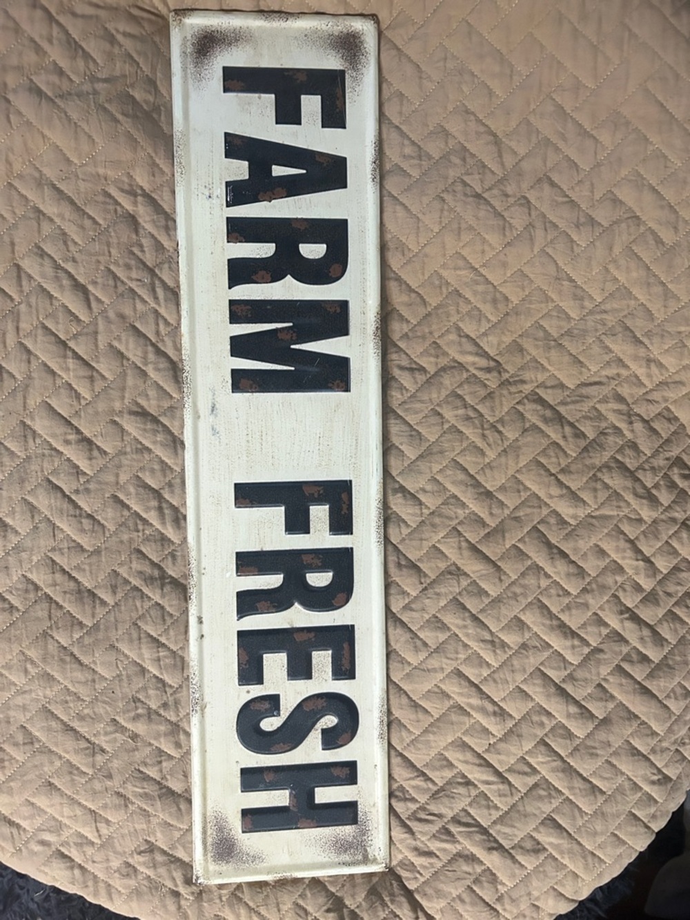 Farm Fresh Rustic Wall Sign - White with Black Letters